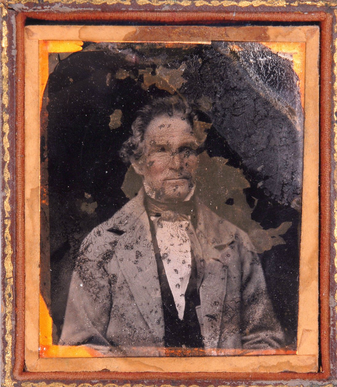 Egy férfi portréja. Dagerrotípia (Daguerre) a keret alatt 1850 körül. alkotó: Unknown photographer