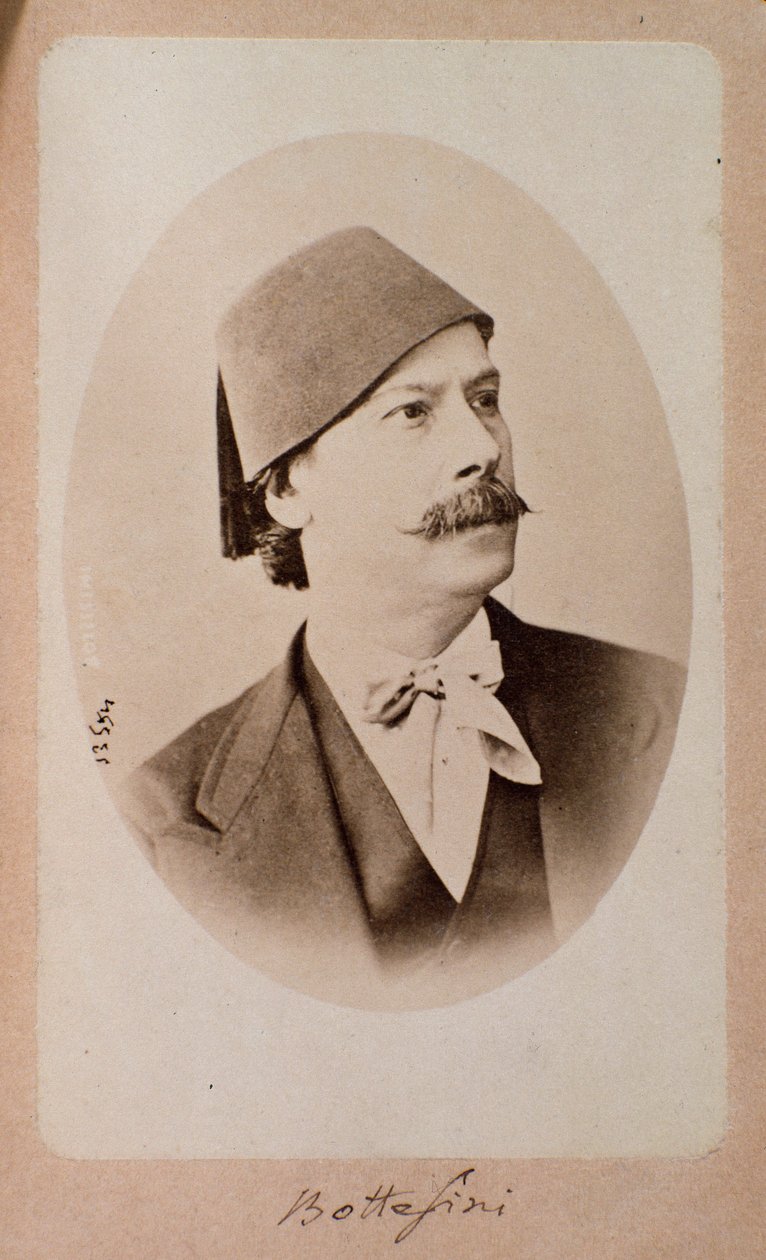 Giovanni Bottesini (1821-1889) olasz karmester, nagybőgő zenész és zeneszerző portréja. Fénykép. 19. századi Bologna, polgári zenei bibliográfiai múzeum alkotó: Unknown photographer