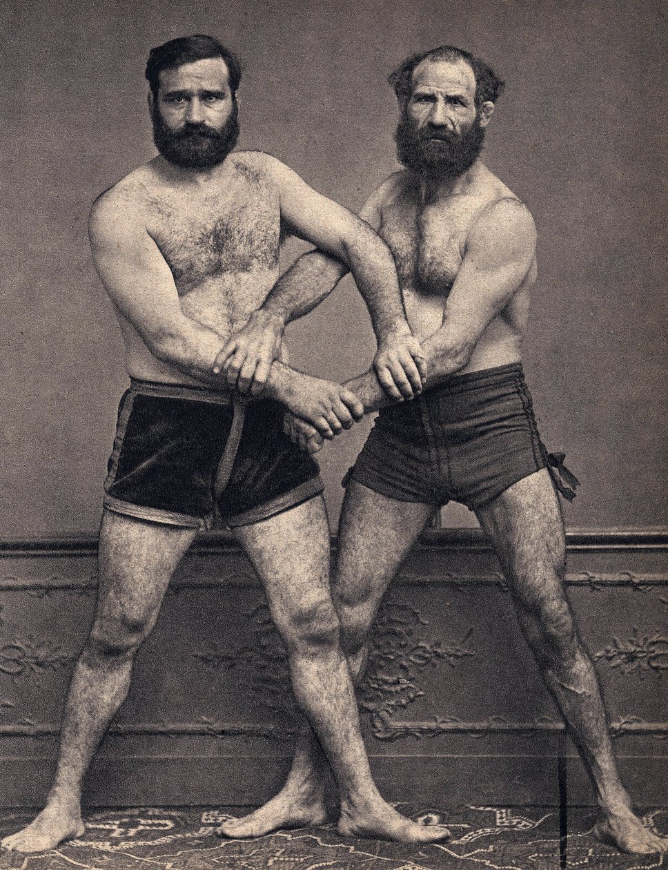 A marseille-i testvérek birkózó portréja. Fényképészet, 19. század vége, Párizs. Coll. Selva. alkotó: Unknown photographer