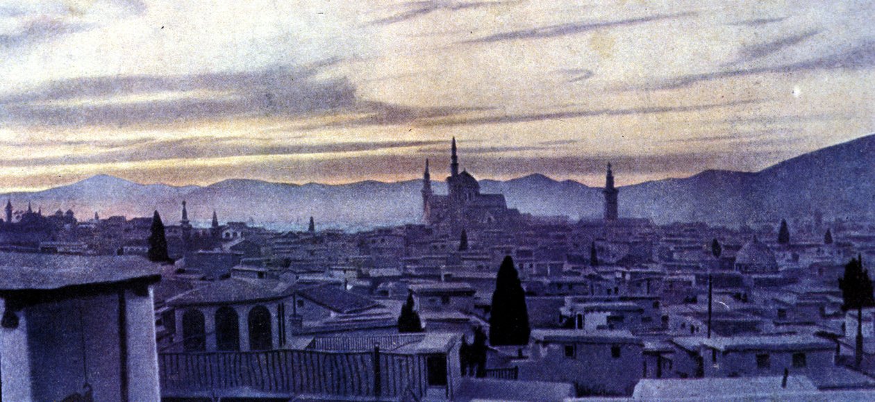 Kilátás Damaszkuszra (Szíria). Autochrome alkotó: Unknown photographer
