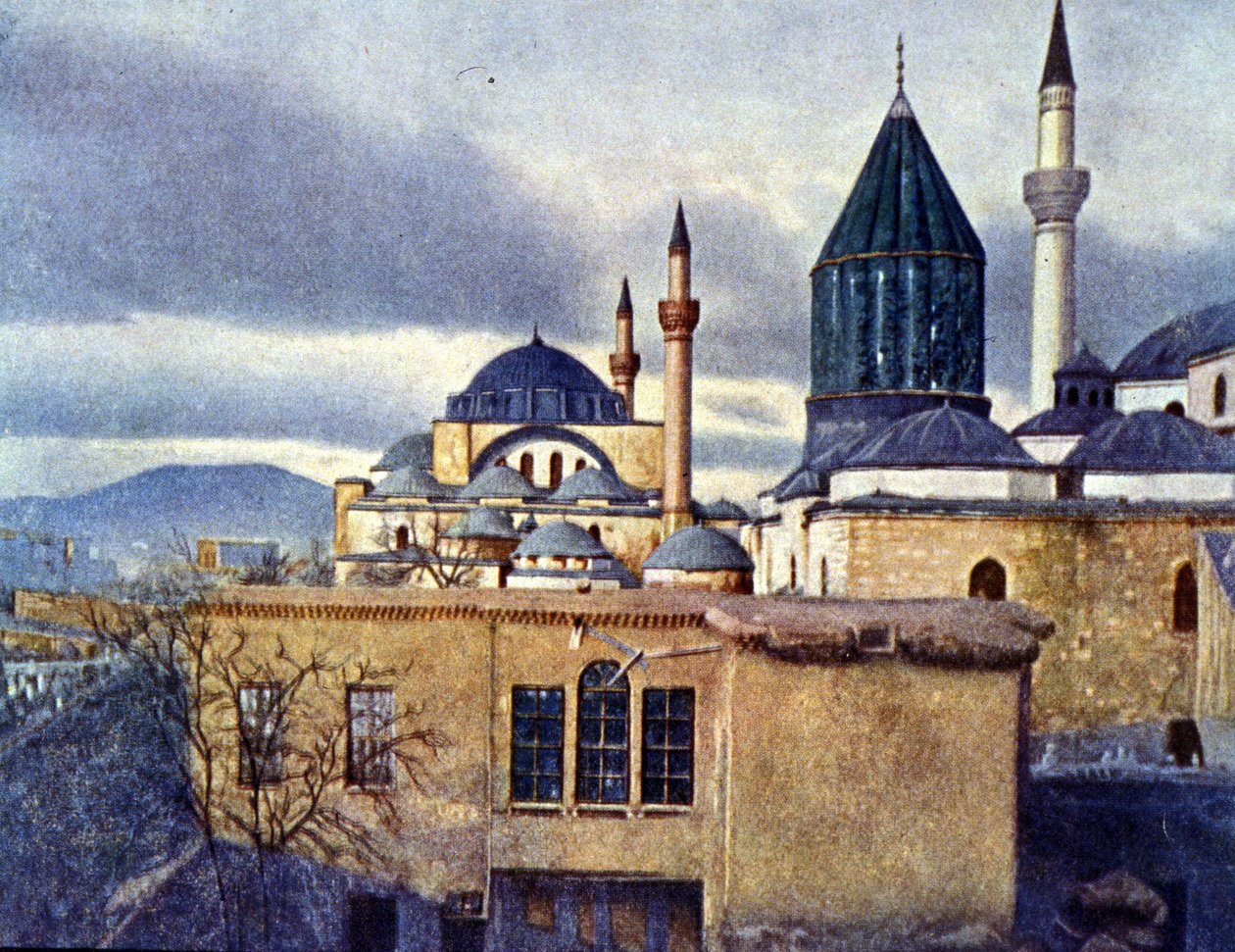 Kilátás a Mevlana mauzóleumra Konyában (Törökország). Mevlana Celaleddin Rumi a Forgó Dervisek Rendjének alapítója. Autochrome alkotó: Unknown photographer