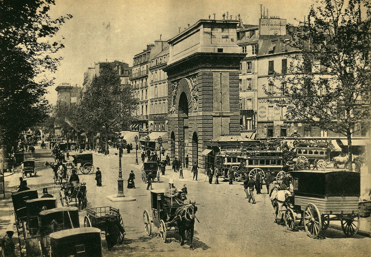 Kilátás a Porte Saint Denisre, Párizsban. Fényképészet, 19. század vége, Párizs. Coll. Selva. alkotó: Unknown photographer