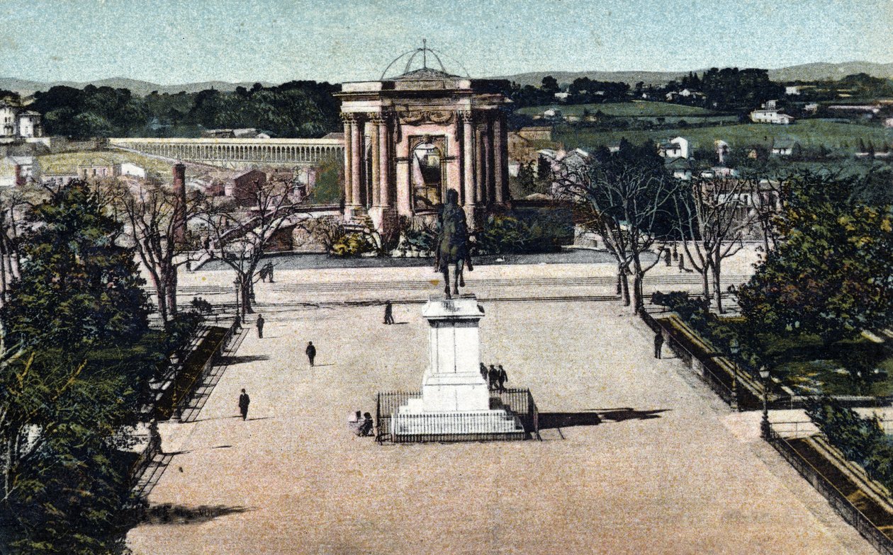 Kilátás a Promenade du Peyrou-ra Montpellier-ben, Herault 1910 a magángyűjteményről alkotó: Unknown photographer
