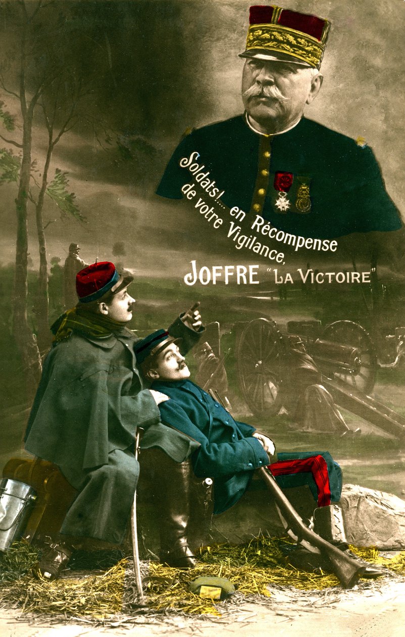 Az első világháborús képeslap, Joseph Joffre marsall a "poilus"-okhoz intézett beszéde: "Katonák! Az éberségetek jutalmaként a győzelem." (fotó) alkotó: Unknown photographer