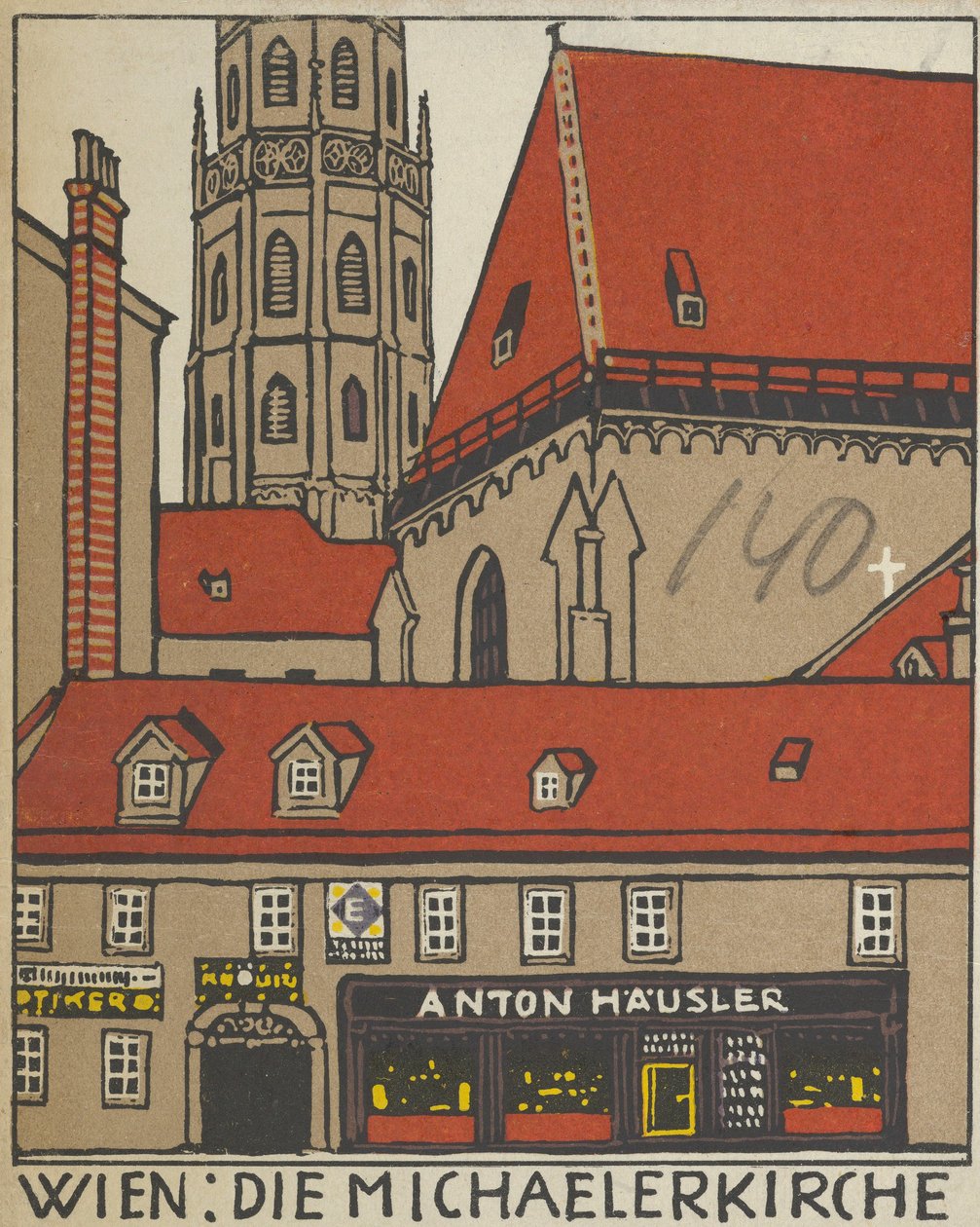 Bécs: Szent Mihály-templom Wien: Die Michaelerkirche, 1908. alkotó: Urban Janke