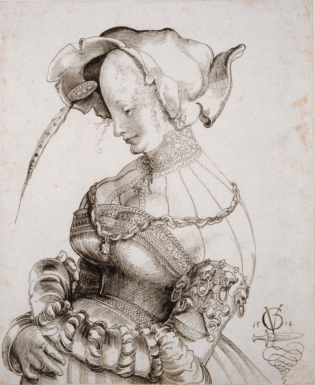 Prostituált fél alakban, 1518. alkotó: Urs Graf