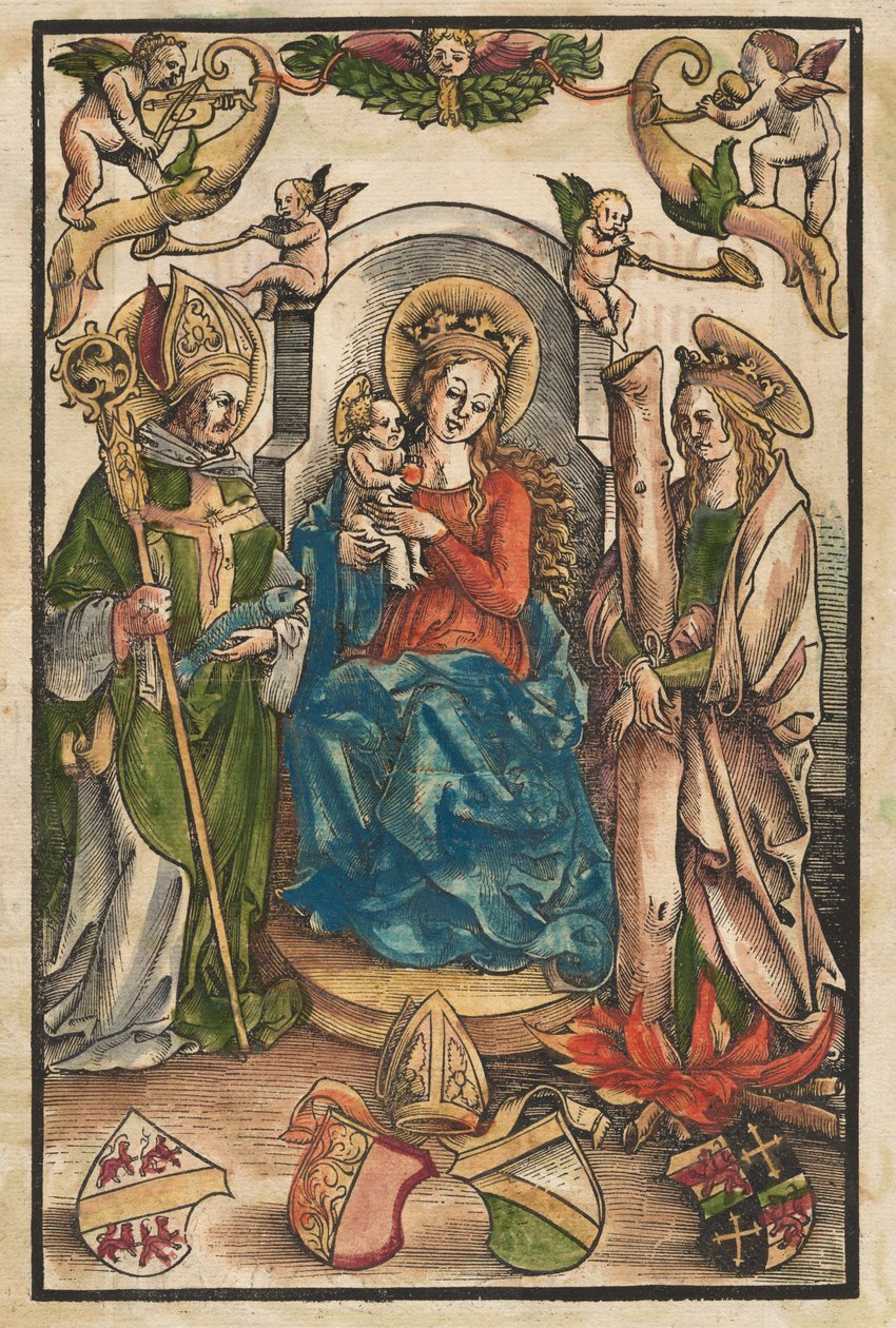 A Madonna Szent Ulrichkal és Szent Afrával [recto], c. 1511. alkotó: Urs Graf