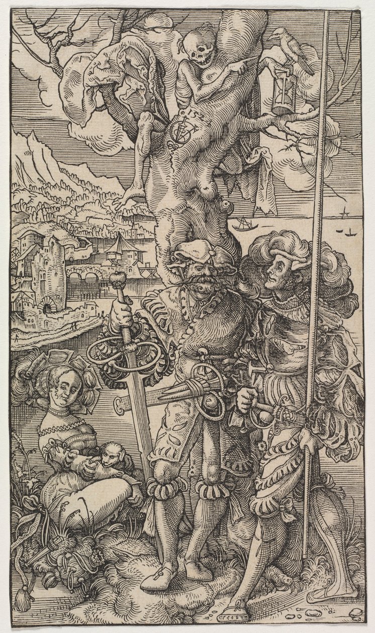 Zsoldosok és egy nő halállal a fán, 1524. alkotó: Urs I Graf