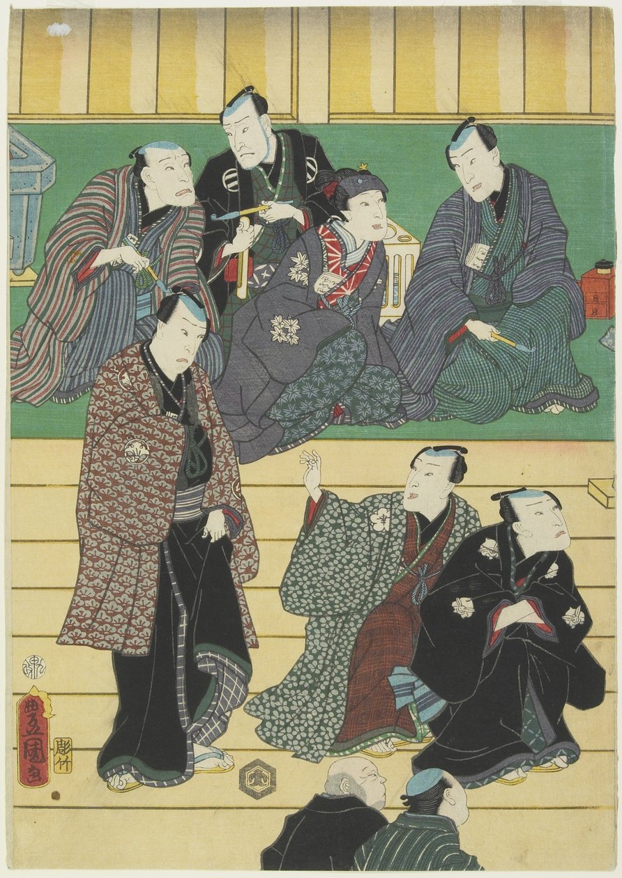(Egy Kabuki színjáték próbája), 1860. szeptember alkotó: Utagawa Kunisada