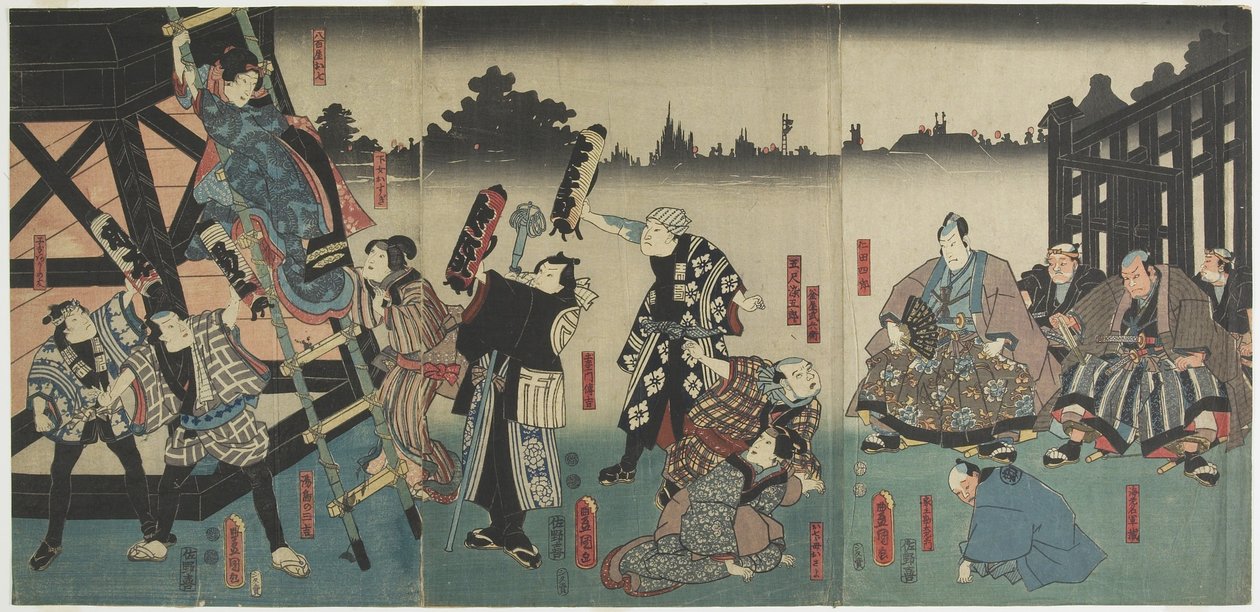 (A kabuki színjáték jelenete a Yaoya Oshichi történet alapján), 1847-1852 alkotó: Utagawa Kunisada
