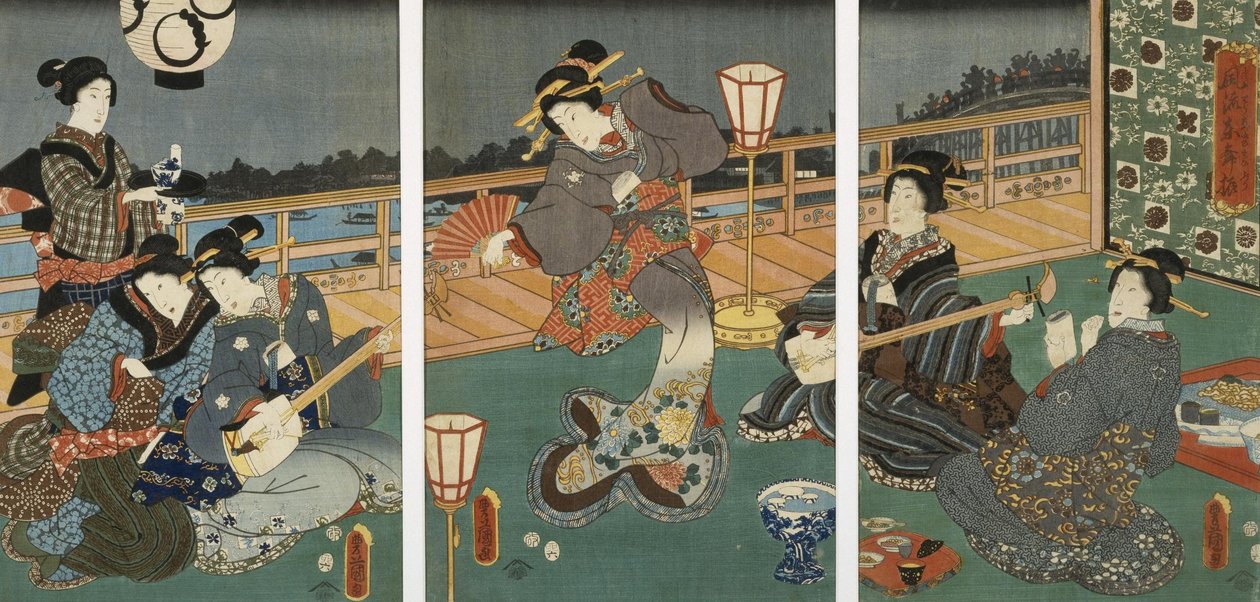 Szórakoztató udvarhölgyek alkotó: Utagawa Kunisada