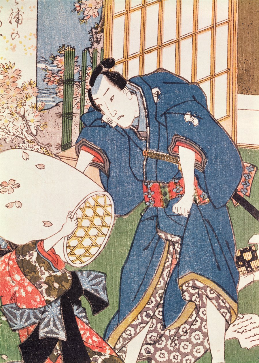 Illusztráció a „The Tale of Genji”-ből (színes fatömbnyomat) alkotó: Utagawa Kunisada