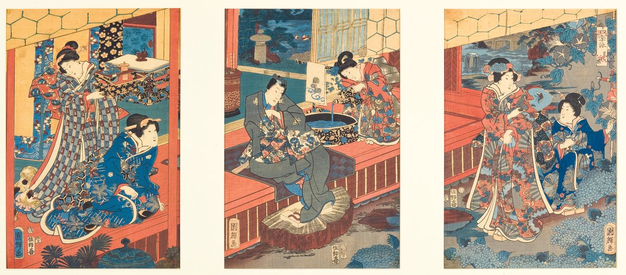 Woman y f sutsume r (nyári mulatság), 1853 (DBock) alkotó: Utagawa Kuniteru