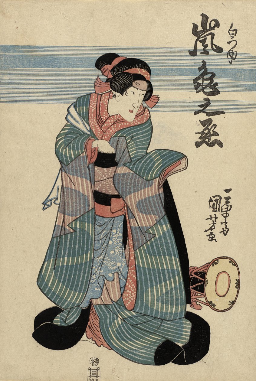 Arashi Kamenojo II. színész mint Shiratsuyu, 1840 körül (színes fametszet) alkotó: Utagawa Kuniyoshi