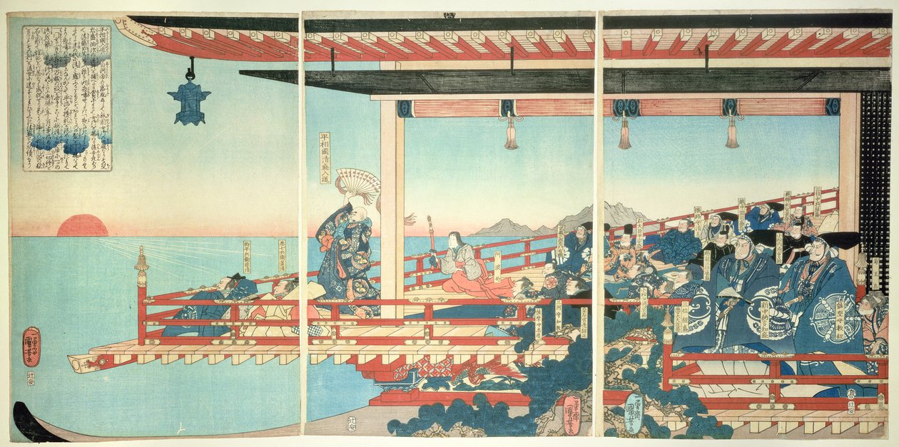Kiyomori varázsigékkel letartóztatja a naplementét alkotó: Utagawa Kuniyoshi