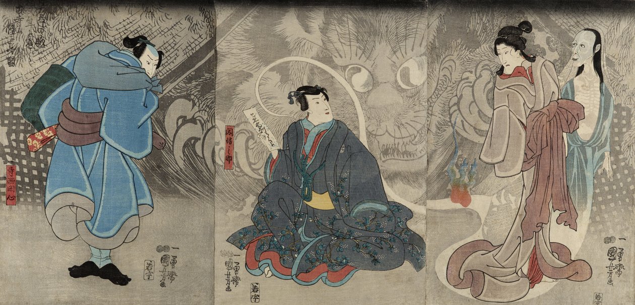 Jelenet egy szellemtörténetből: Okazaki macskadémon, 1847-48 (színes fametszet) alkotó: Utagawa Kuniyoshi