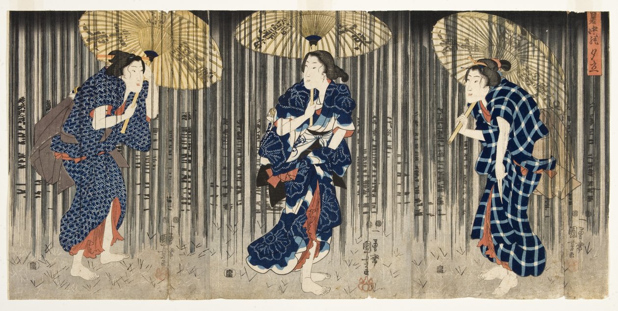 Hirtelen zápor nyáron, 1849-51 körül (fatömb) alkotó: Utagawa Kuniyoshi