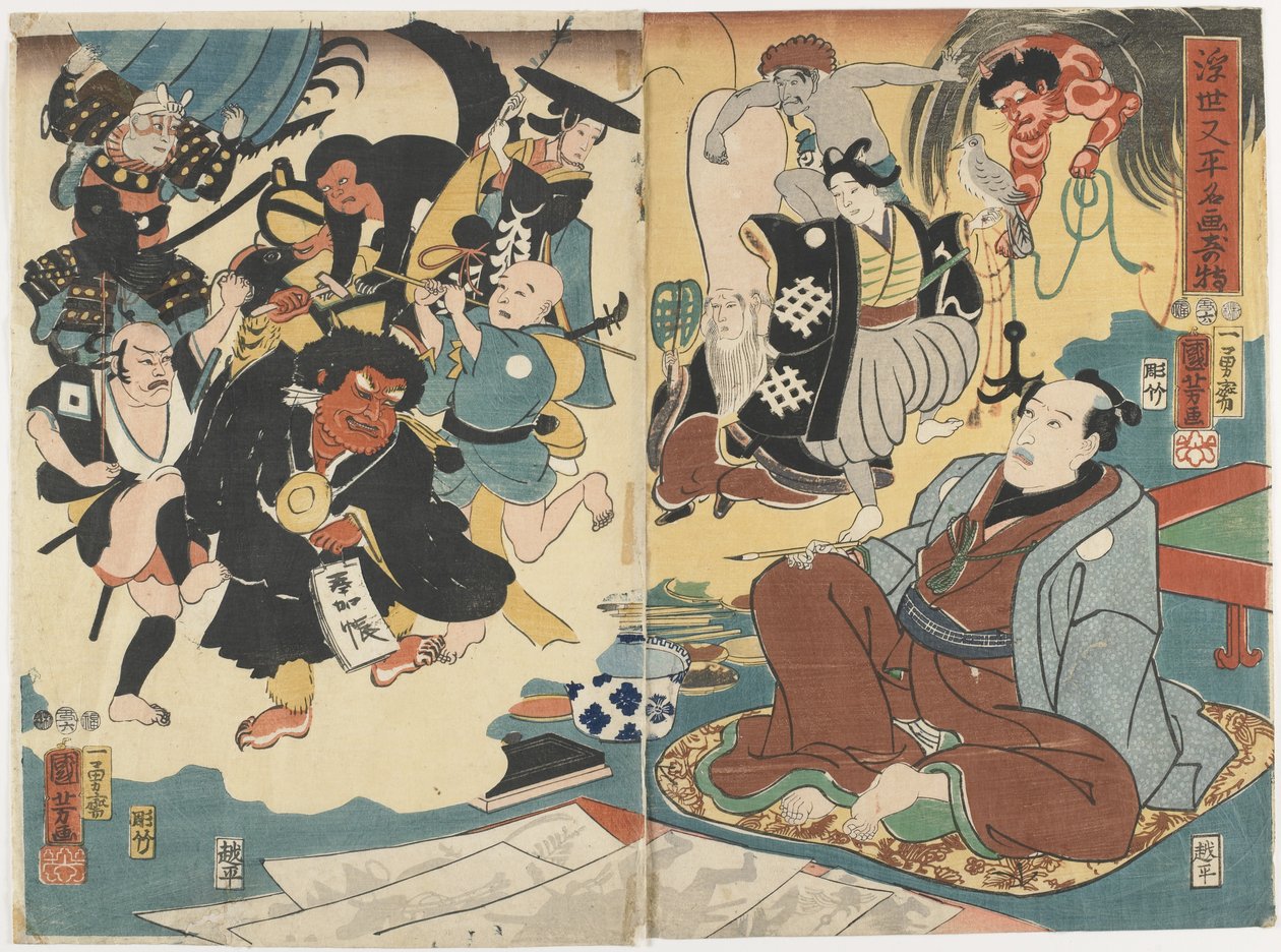 Ukiyo Matahei híres festményeinek csodája, 1853. június alkotó: Utagawa Kuniyoshi