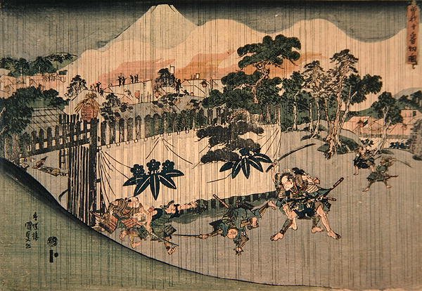 A Soga testvérek tíz ellenséget ölnek meg, 1830 körül (színes fanyomat) alkotó: Utagawa Kunisada