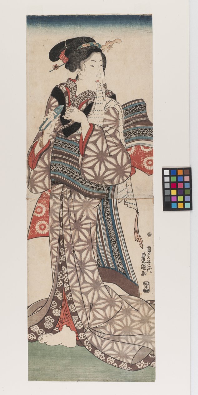 Körmöt vágó nő, 1845 körül (aláírással; lásd a kurátori jegyzeteket) (színes fametszet) alkotó: Utagawa (1786 1865) Kunisada