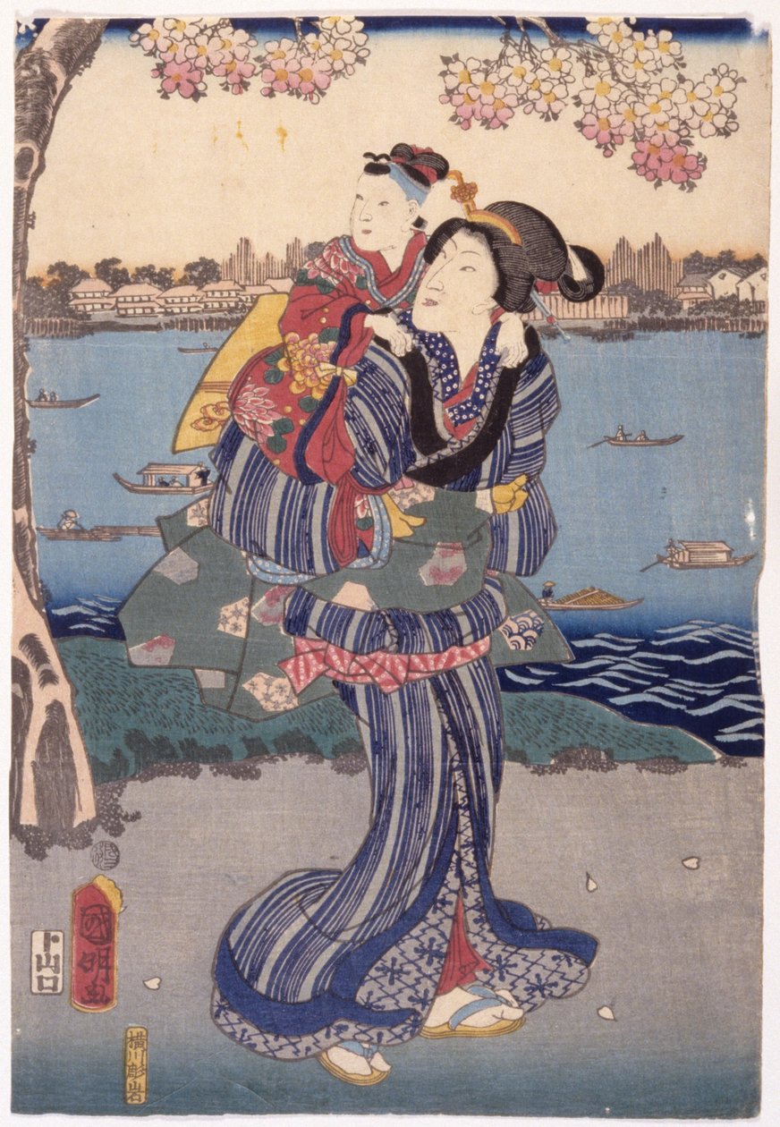 Cseresznyevirágzás Mukjima-ban (Mukjima Hanami No Zu) alkotó: Utagawa (1835 1888) Kuniaki