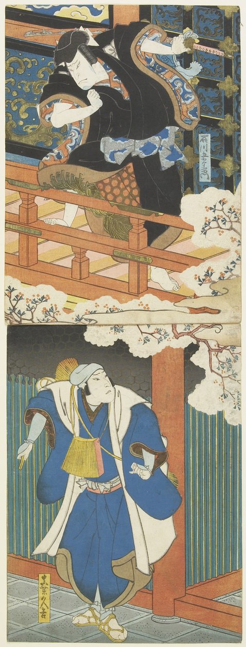 (Ishikawa Goemon: Nakamura Utaemon II, Mashiba Hisayoshi: Mimasu Daigoro_ IV) alkotó: Utagawa Hirosada