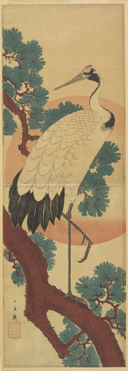(Crane on Pine Branch) alkotó: Utagawa Hiroshige