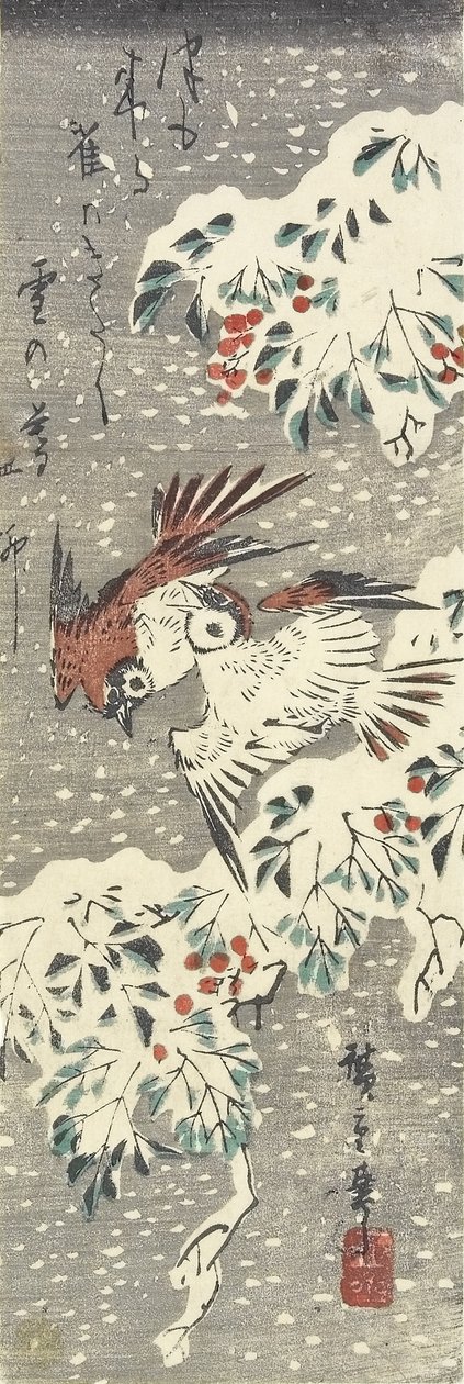 (Mennyei bambusz és verebek a hóban), 1830-1858 alkotó: Utagawa Hiroshige