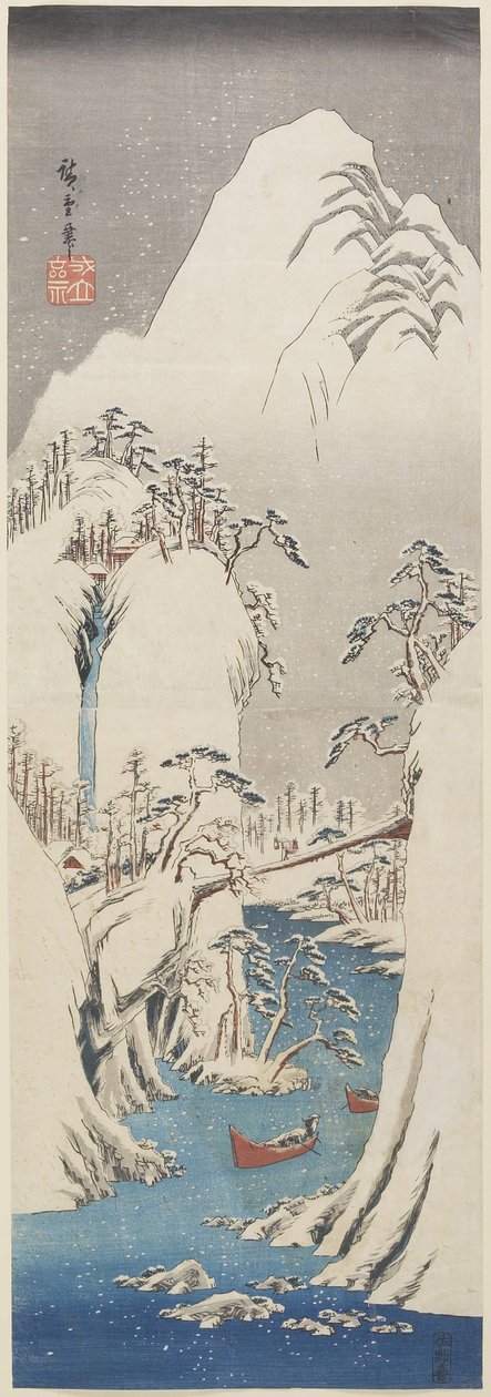 (Kiso szurdok hóban), 1840-1842 körüli évek alkotó: Utagawa Hiroshige