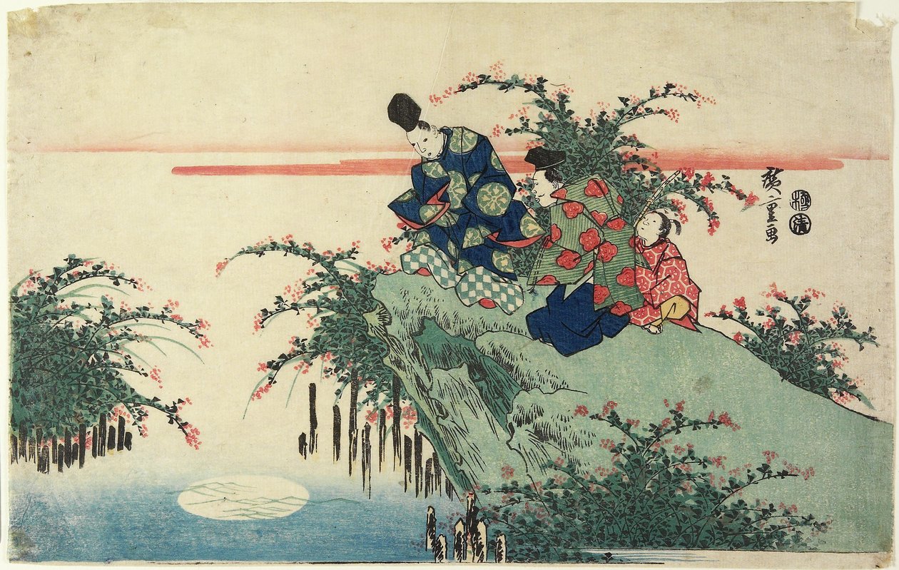 (Reflection of Moon), 19. század eleje alkotó: Utagawa Hiroshige