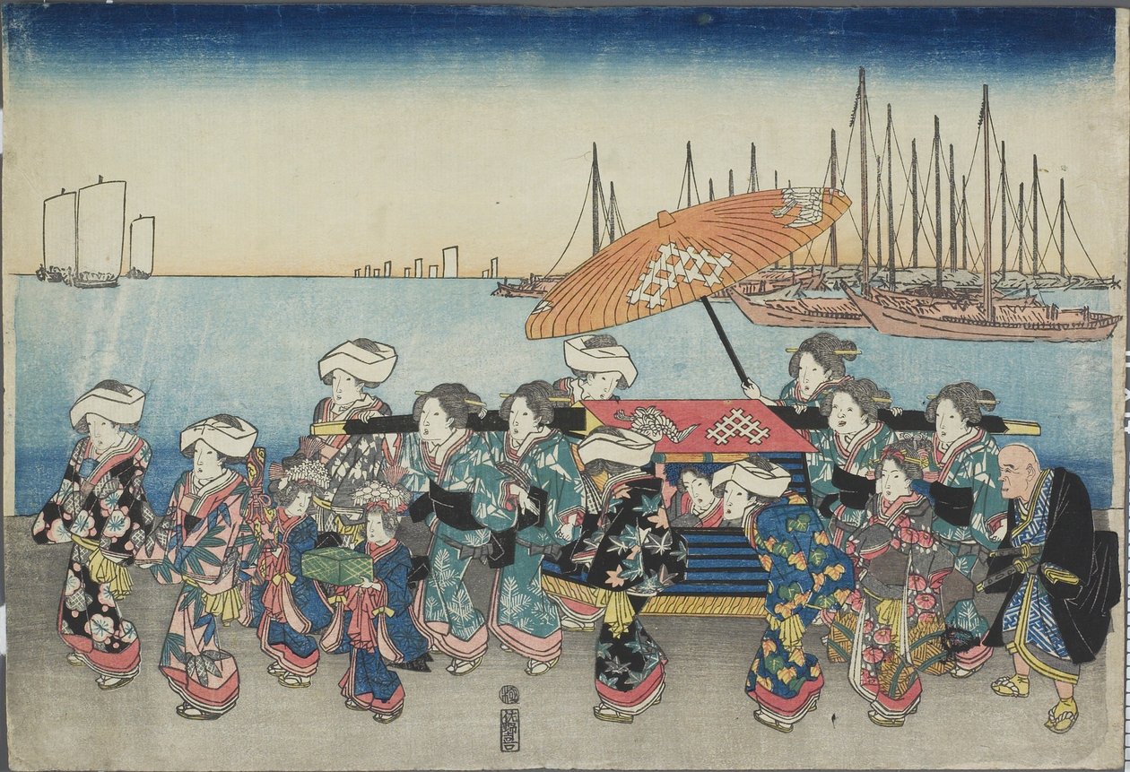 (Esküvői körmenet), 19. század közepe alkotó: Utagawa Hiroshige