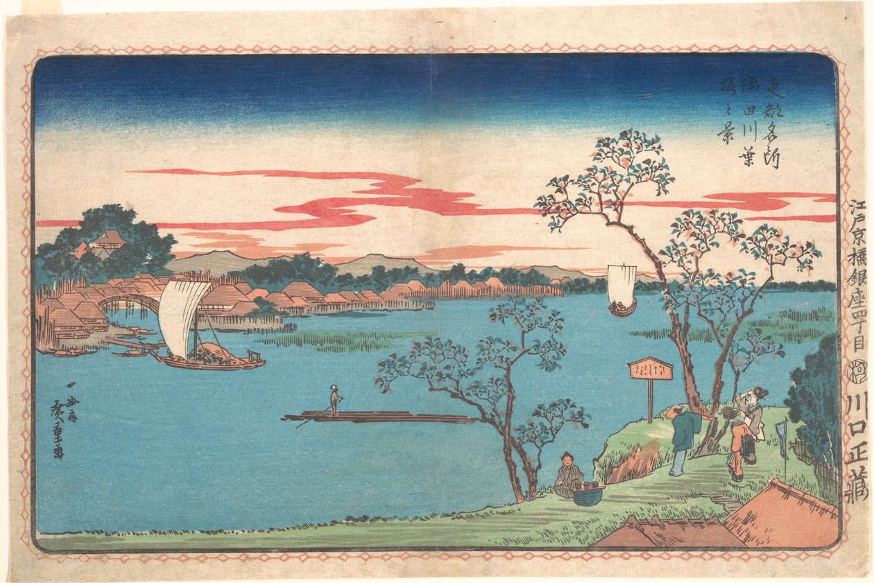 Lombos cseresznyefák a Szumida folyó mentén alkotó: Utagawa Hiroshige