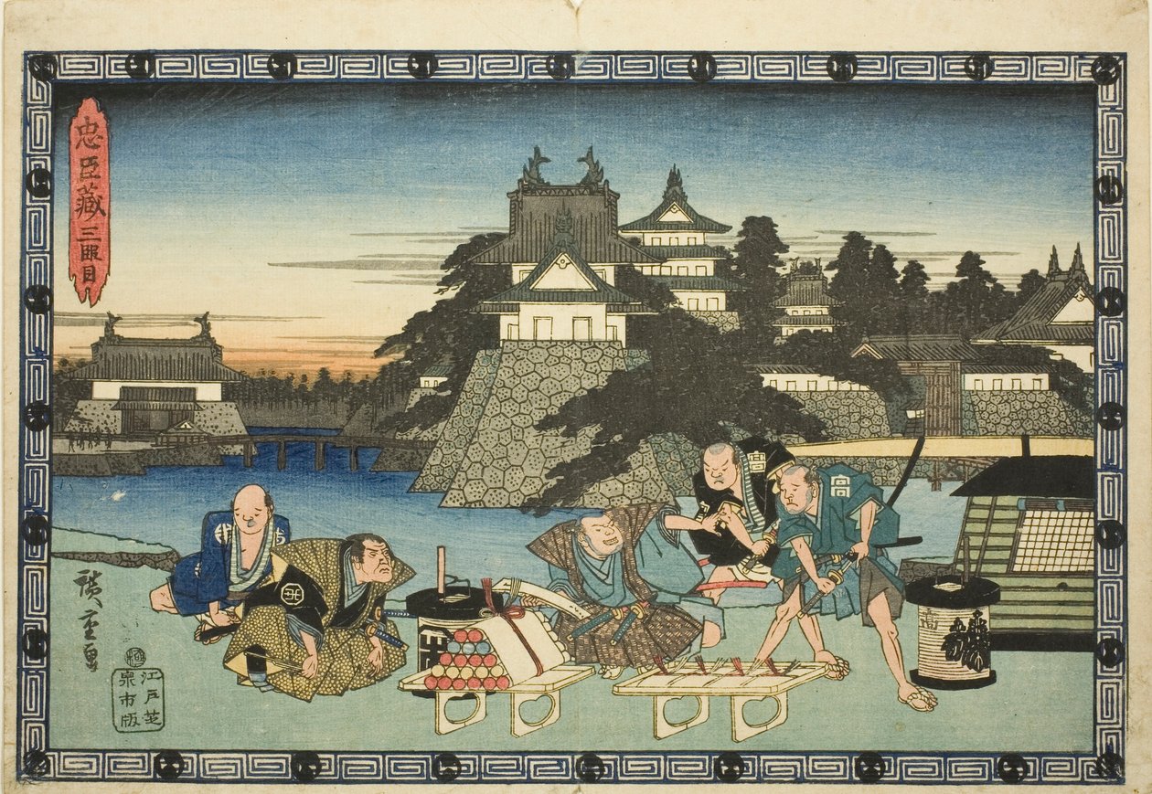 3. felvonás (Sandanme), a "The Revenge of the Loyal Retainers (Chushingura)" sorozatból alkotó: Utagawa Hiroshige
