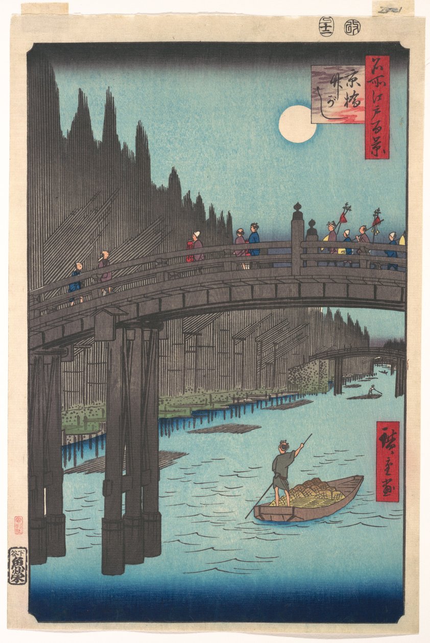 Bambuszpiac a Fővárosi hídnál alkotó: Utagawa Hiroshige