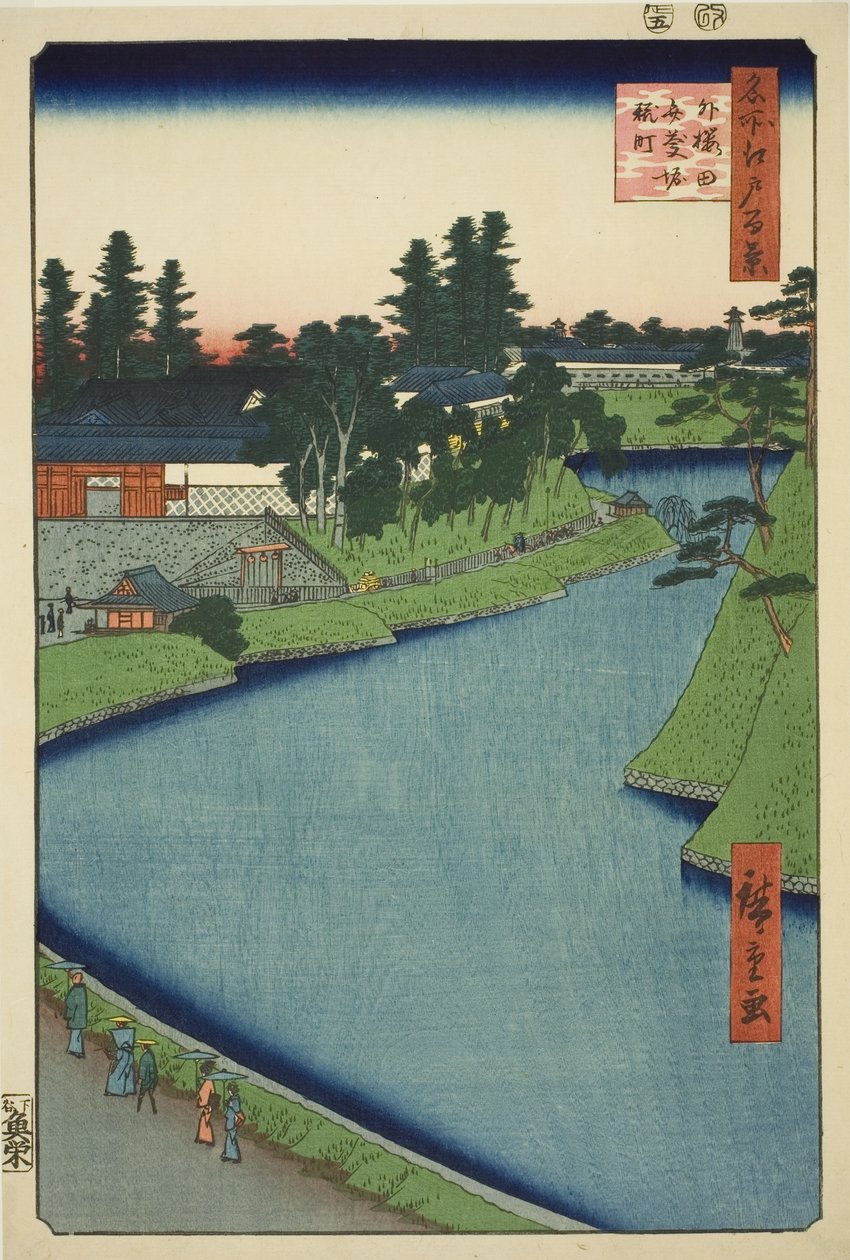 Benkei More Soto-Sakurada és Koji-cho (Sakurada Benkei-bori Koji-cho kívül), a `` Ridge dre d Fa net Views of Edo (Edo száz híres képe) című sorozatból. alkotó: Utagawa Hiroshige