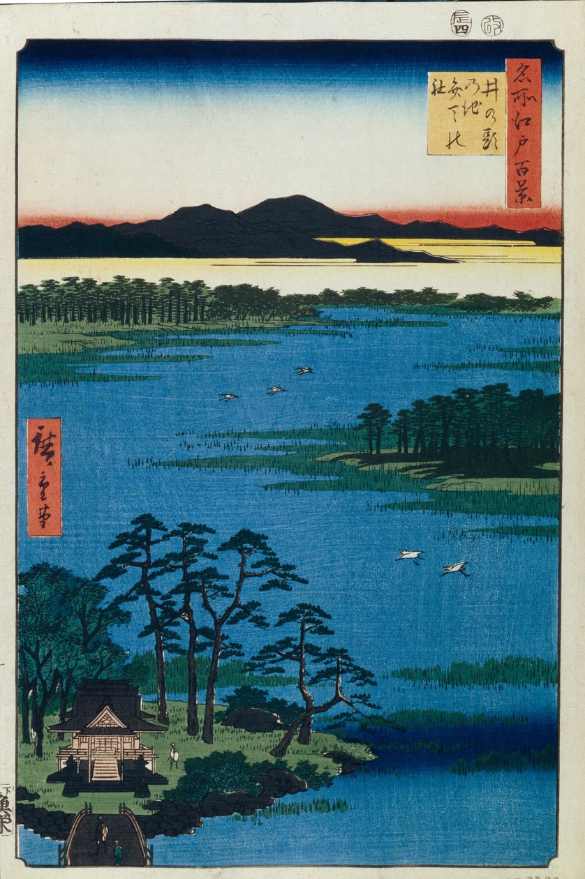 Benten szentély az Inokashira-tónál. Edo száz híres képe, c. 1858 alkotó: Utagawa Hiroshige