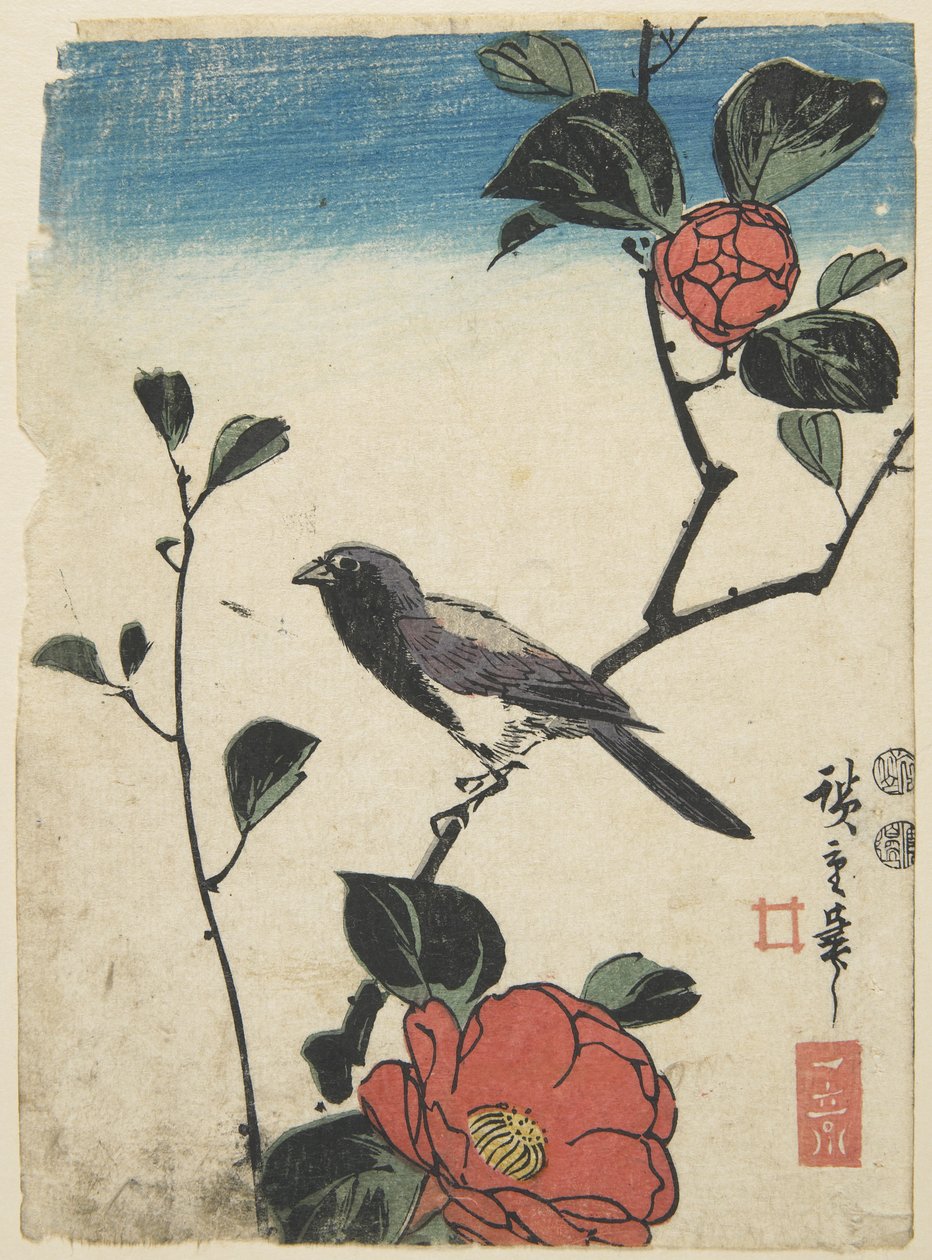 Madár a cseresznyeágon, 1847-1852 alkotó: Utagawa Hiroshige