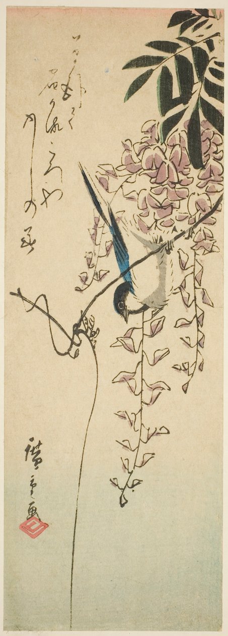 Madár a wisteria alkotó: Utagawa Hiroshige