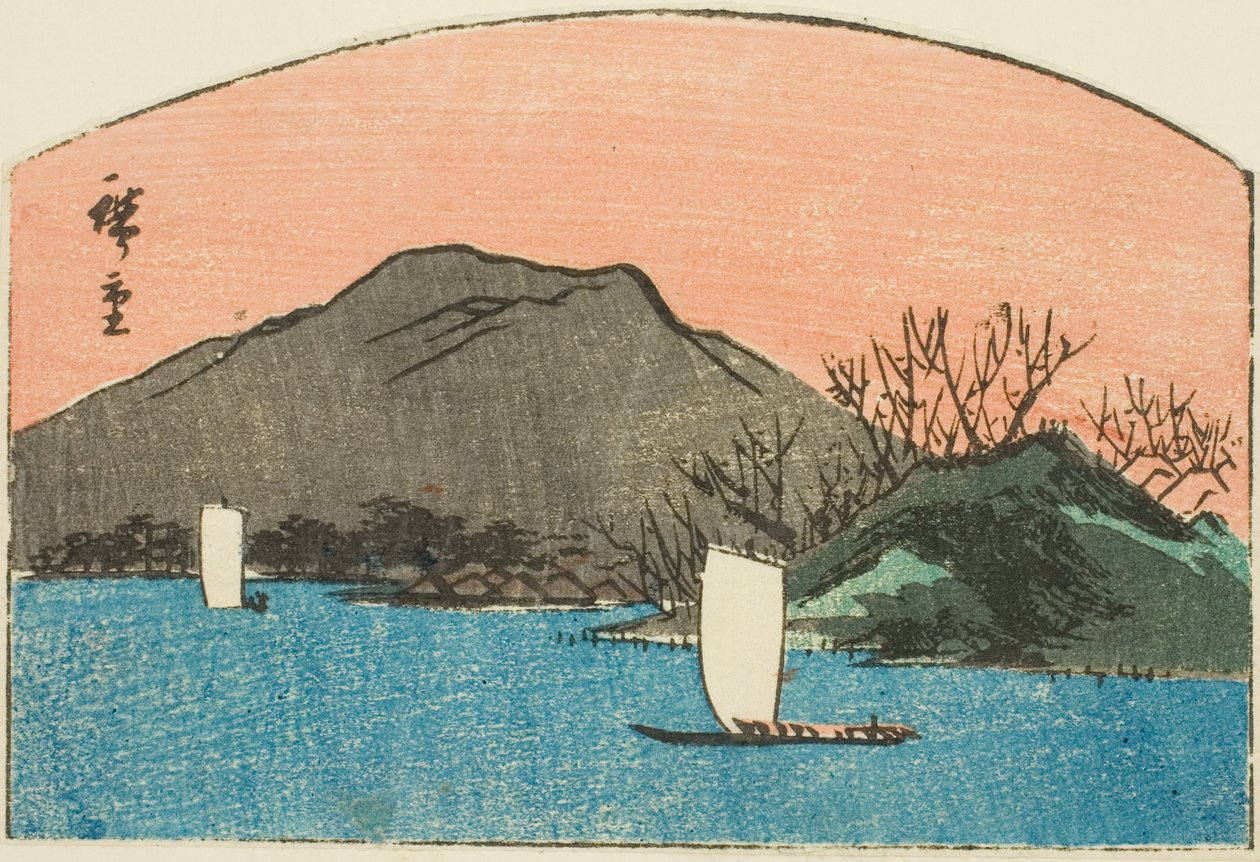 Csónakok a tavon, egy névtelen harimaze-nyomat része alkotó: Utagawa Hiroshige