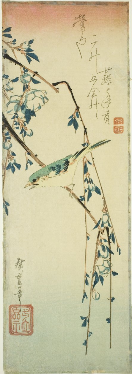 Bokor poszáta szilvaágon alkotó: Utagawa Hiroshige