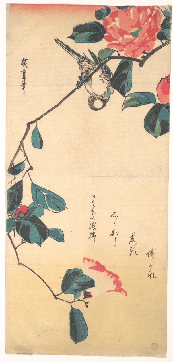 Kamelie und Gimpel alkotó: Utagawa Hiroshige