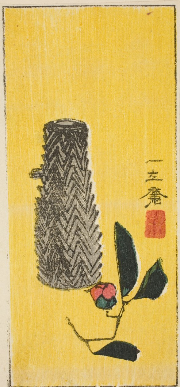 Kamélia és kosár, egy névtelen harimaze lap része alkotó: Utagawa Hiroshige