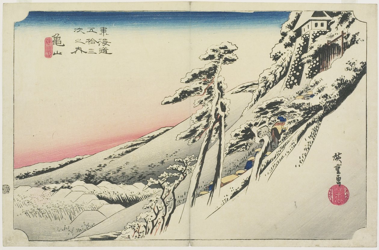 Tiszta idő hó után, Kameyama, yukibare, c. 1833 alkotó: Utagawa Hiroshige
