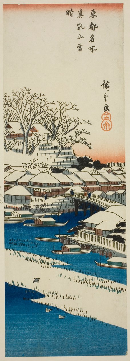 Tiszta idő hó után a Matsuchi-hegyen (Matsuchiyama no yukibare), a "Híres kilátások a keleti fővárosról (Toto meisho)" sorozatból alkotó: Utagawa Hiroshige