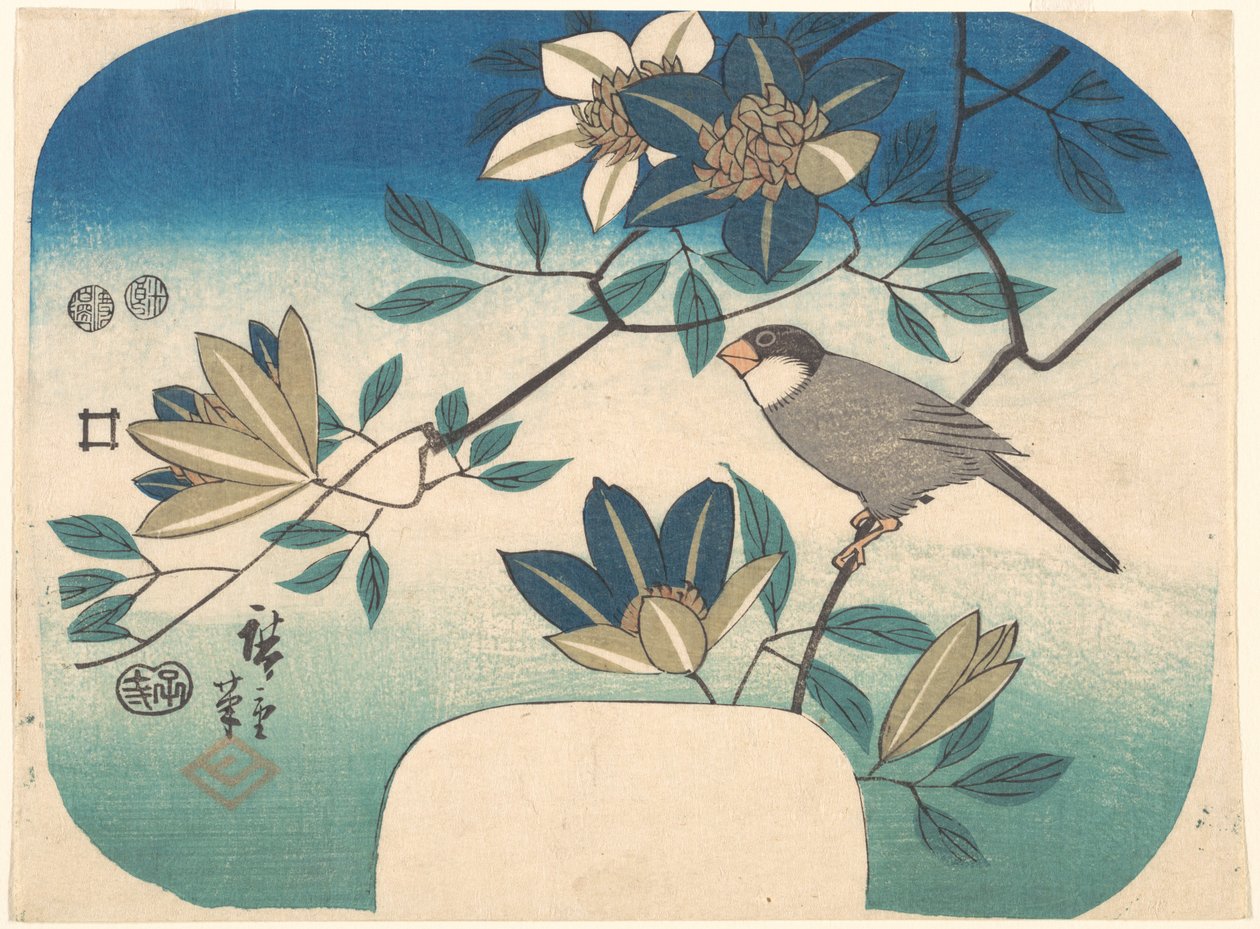 Klemátisz és madár alkotó: Utagawa Hiroshige