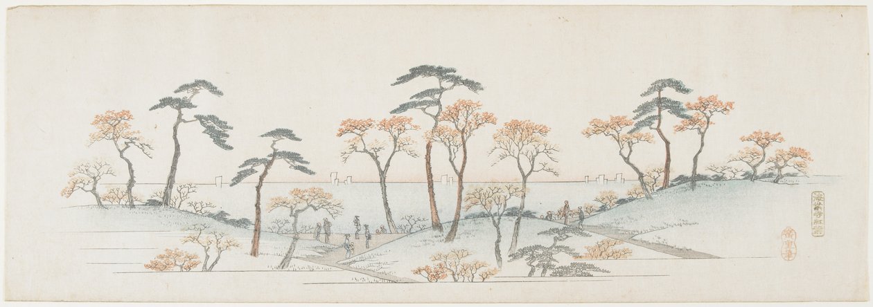 Színes levelek a Kaianji templomban, 1837-1844 alkotó: Utagawa Hiroshige