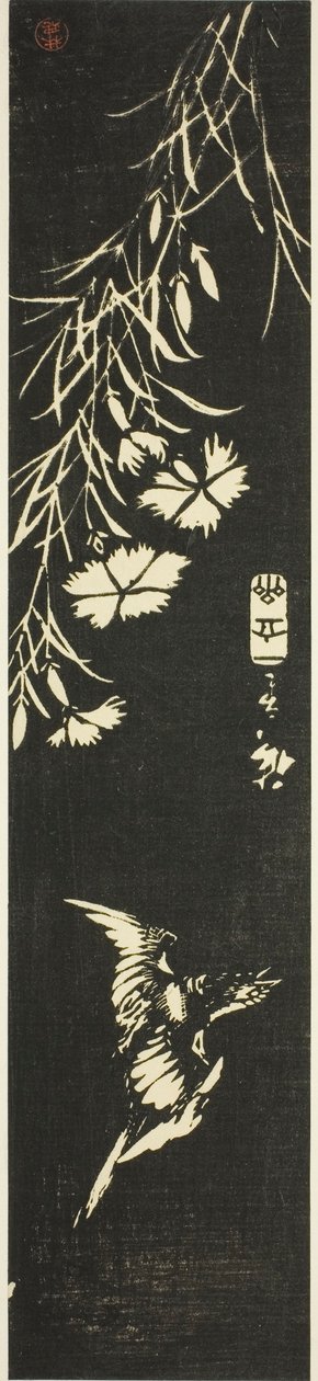 Kakukk és rózsaszínek alkotó: Utagawa Hiroshige