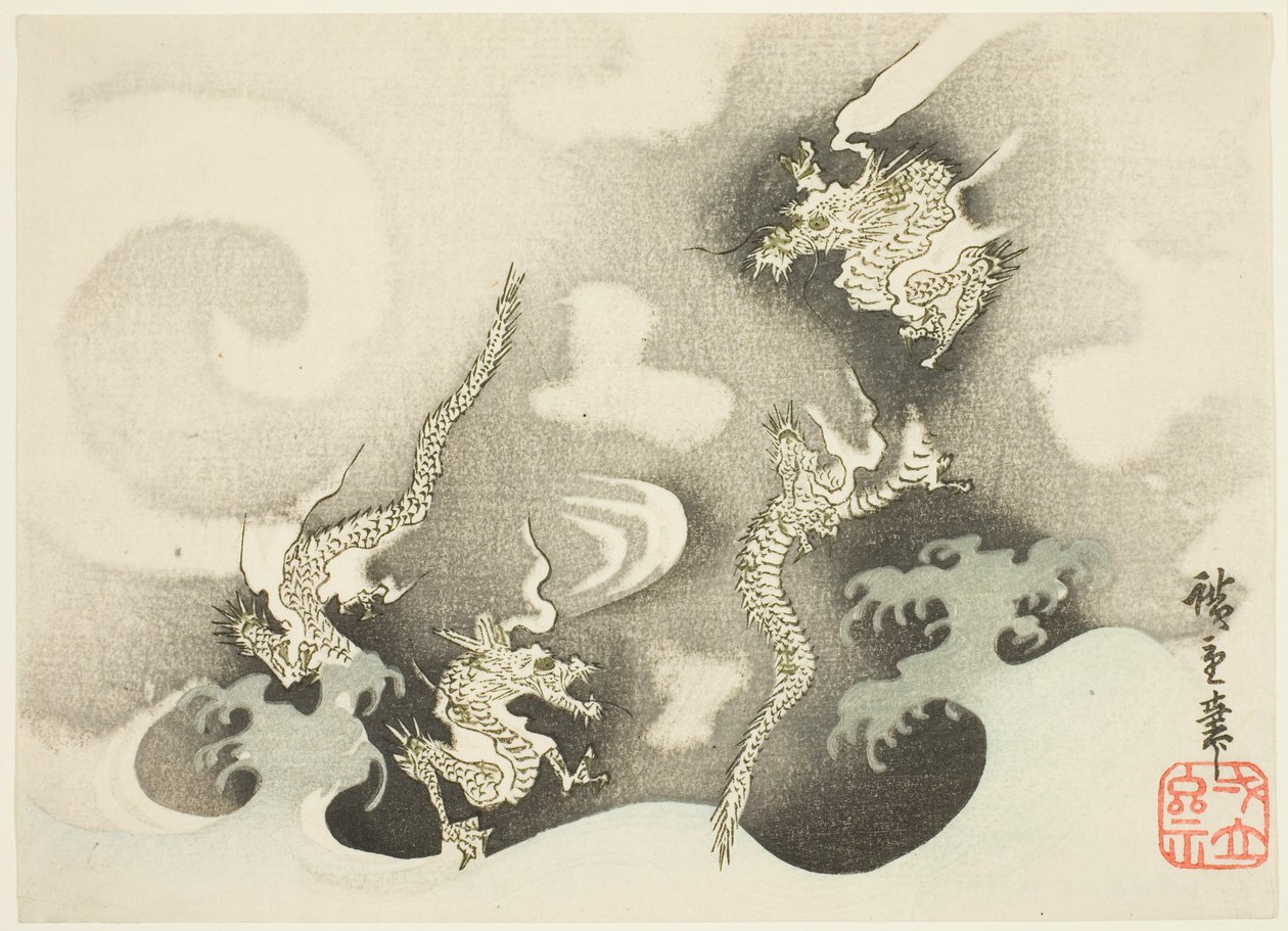 Sárkányok a felhők között alkotó: Utagawa Hiroshige