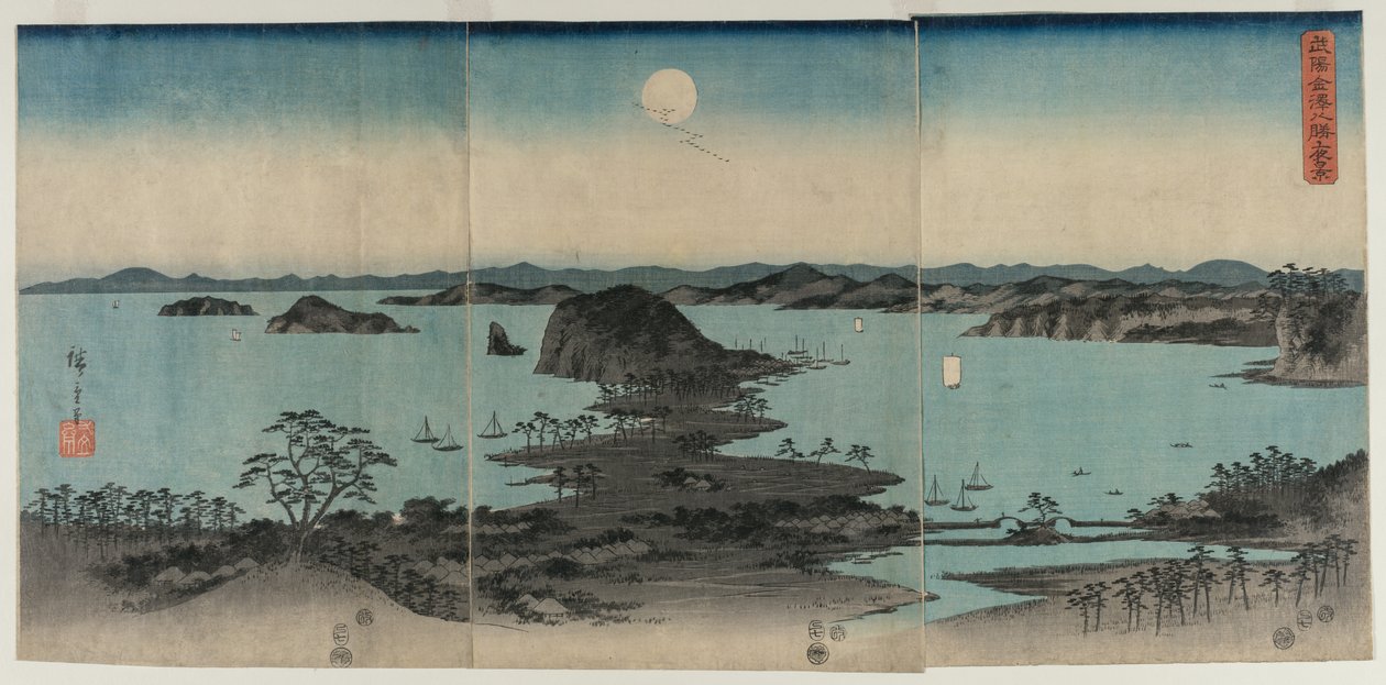 Kanazawa nyolc képe éjjel, 1857. alkotó: Utagawa Hiroshige