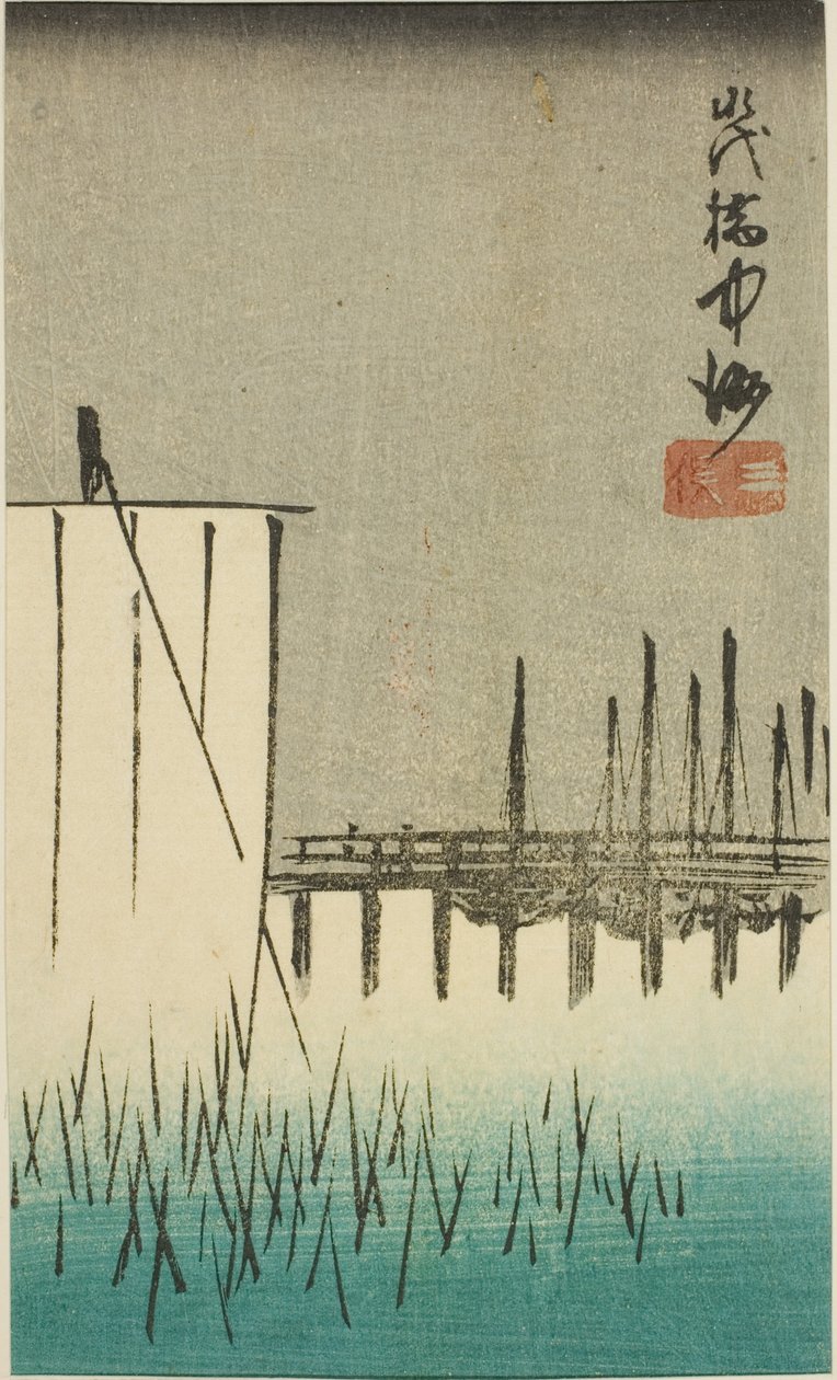 Eitai B ok, Nakasu, d terv háromágú (Eitai Bridge Nakasu háromágú) híres helyek)” alkotó: Utagawa Hiroshige
